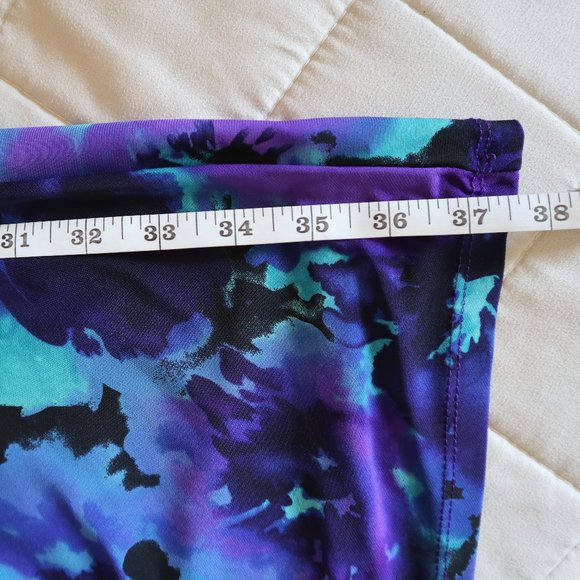 Ralph Lauren Purple, Teal, and Black Fitted Cowl Neck Dress - Picture 7 of 9